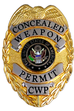435 Concealed Weapons Permit Badge Gold with Silver Panels