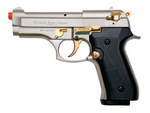 Firat Compact V92F Satin Finish with Gold Fittings - Front Firing Blank Gun