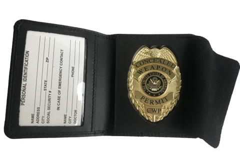 Leather ID case holder - CWP Badge included