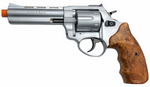 Zoraki R1 Silver 4.5" Barrel - Front Firing Blank Gun Revolver Simulated Wood Grips