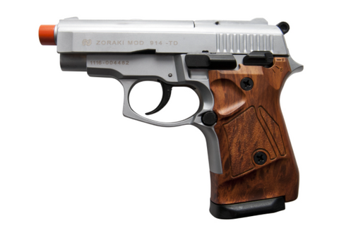 Zoraki Front Fire M914 Full Auto Silver With Simulated Wood Grips 9mm Blank Gun