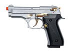 Compact V92F Nickel with Gold Fittings - Front Firing Blank Replica Gun